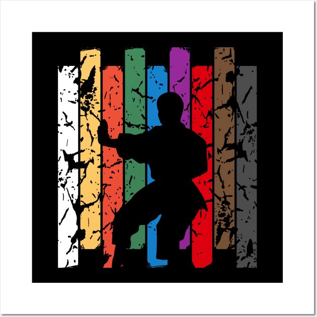 Retro Karate Pose Silhouette Wall Art by LetsBeginDesigns